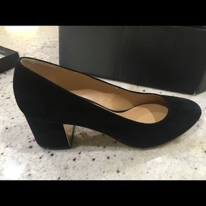 Talbots Isa black suede block heels.